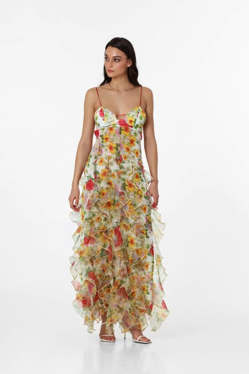 JAZZ | Anmutiges Maxikleid mit Volantsaum