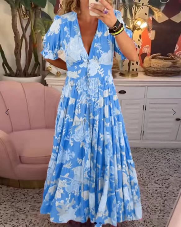 MARLA | Florales Maxikleid mit V-Ausschnitt