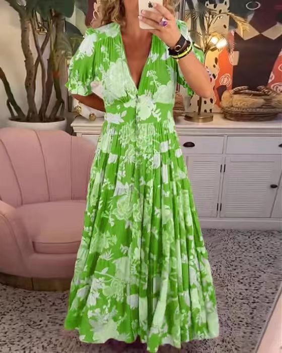 MARLA | Florales Maxikleid mit V-Ausschnitt