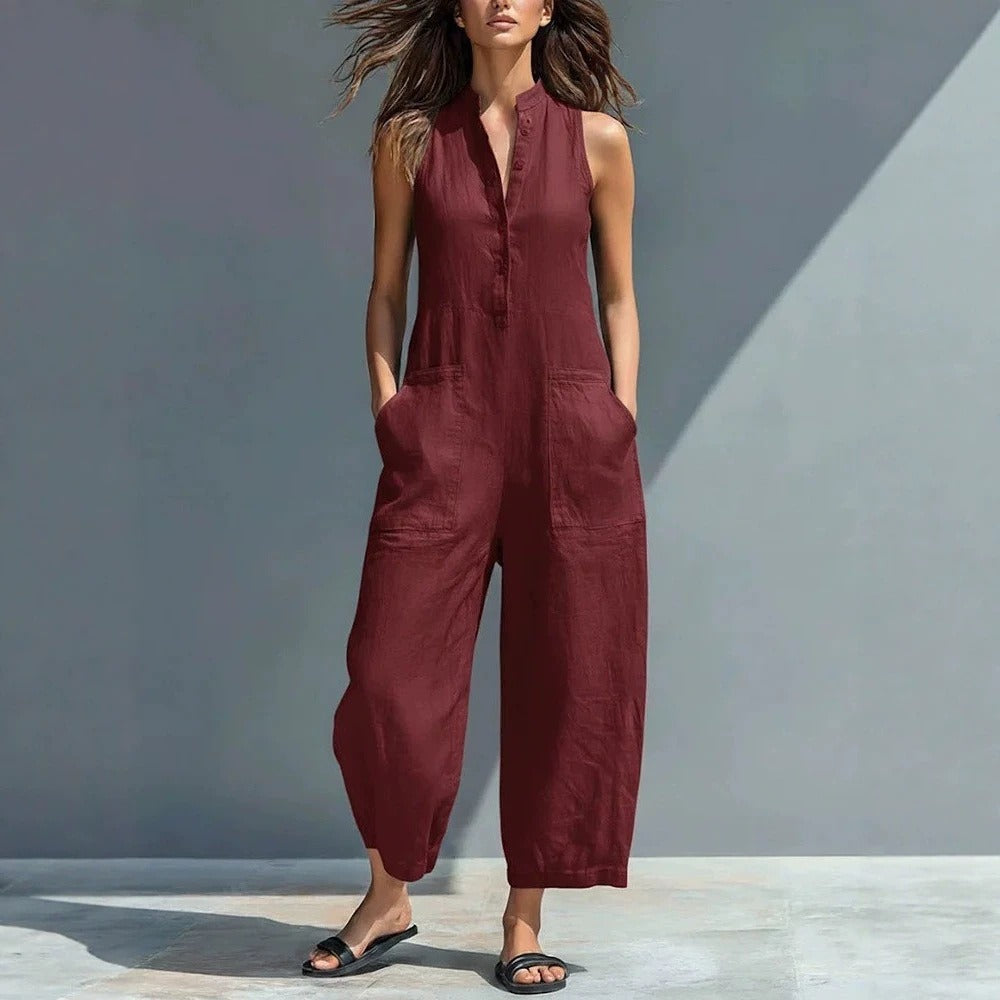 HERMINE | Ärmelloser Leinen-Jumpsuit