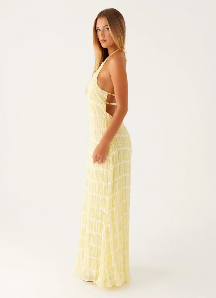 SANDRA | Chic Maxikleid mit Halterneck-Ausschnitt