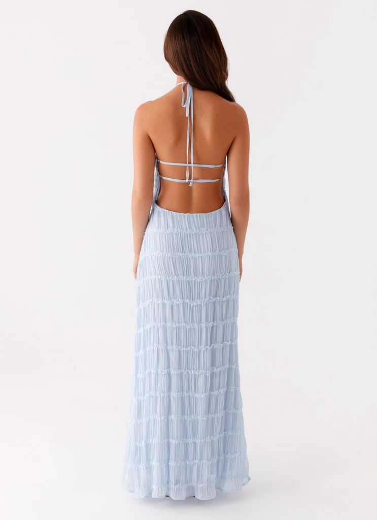 SANDRA | Chic Maxikleid mit Halterneck-Ausschnitt