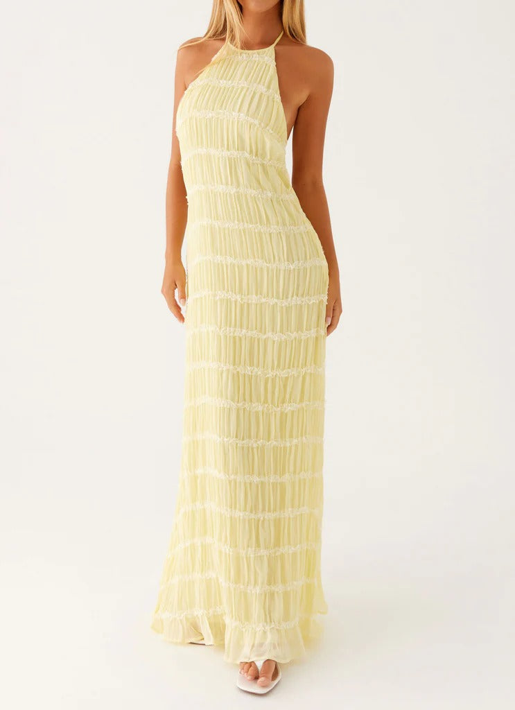SANDRA | Chic Maxikleid mit Halterneck-Ausschnitt