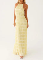 SANDRA | Chic Maxikleid mit Halterneck-Ausschnitt