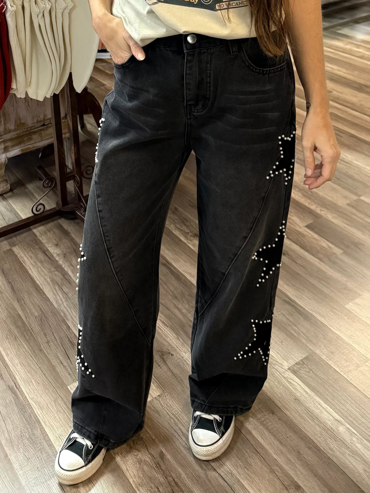 MEGAN | Wide-Leg-Jeans mit Sternen