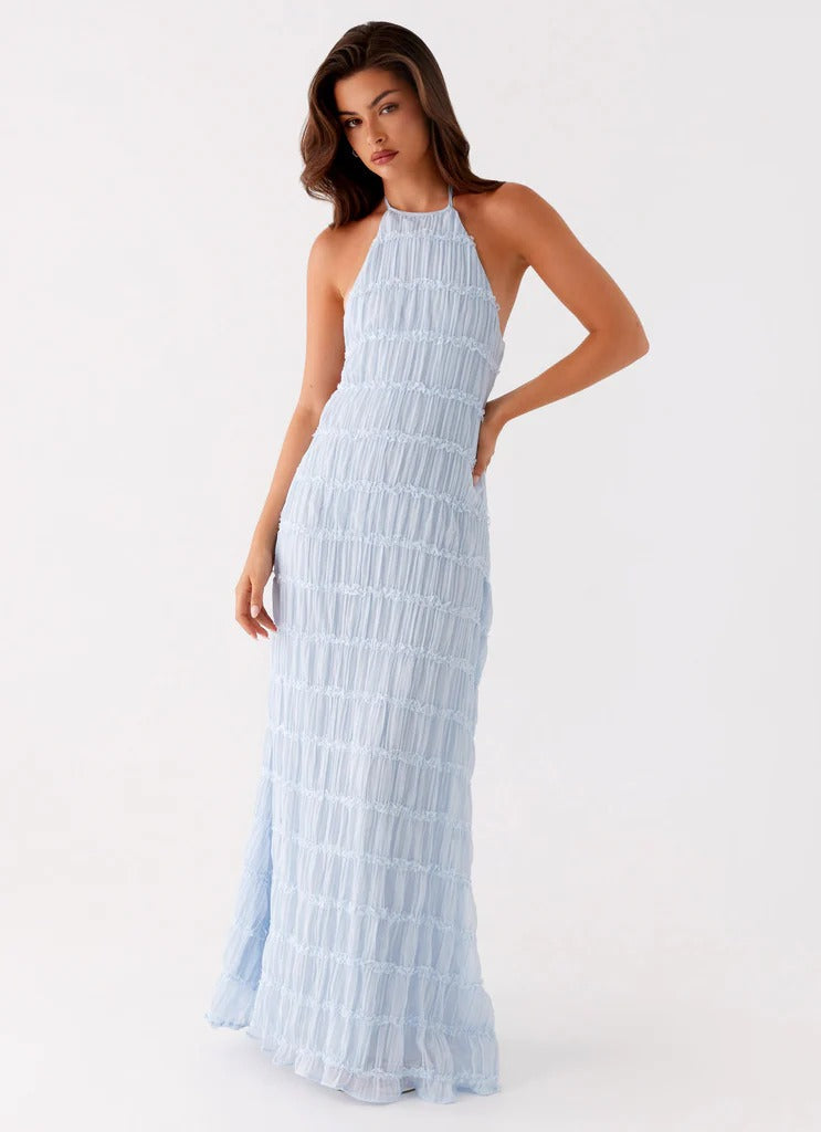 SANDRA | Chic Maxikleid mit Halterneck-Ausschnitt