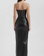 JOLINE | Trägerloses Maxikleid in Lederoptik