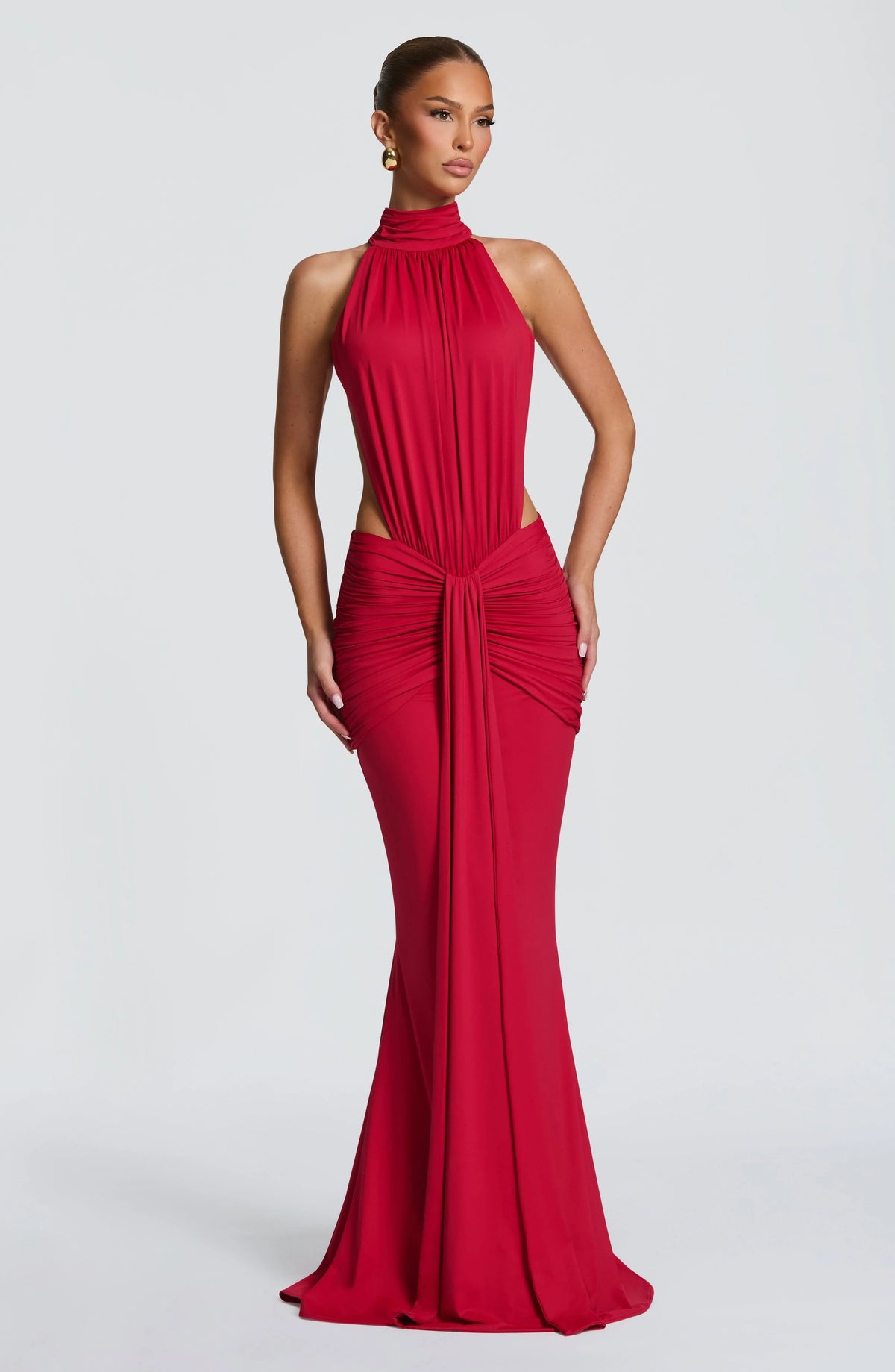 ELINA | Maxikleid mit gerafftem Halterneck