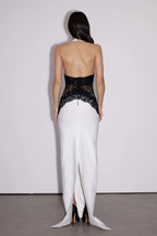YLVA | Maxikleid mit Halterneck und Kontrastspitze