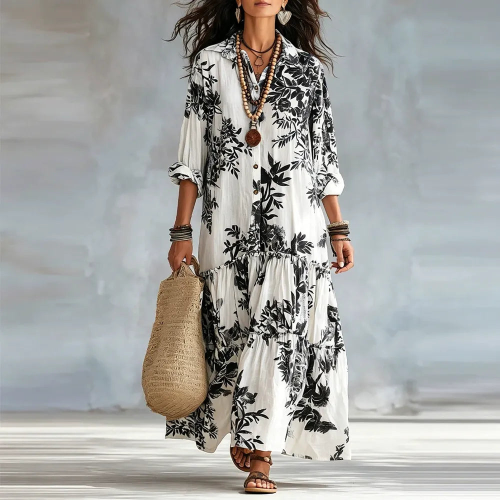 LIOBA | Boho-Maxikleid mit Blumenmuster