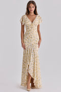 JULIA | Romantisches Maxikleid mit Zarten Volantärmeln