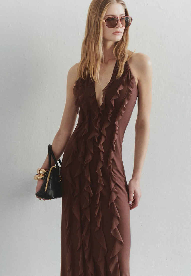 ESMEE | Fließendes Maxikleid mit Volant-Details