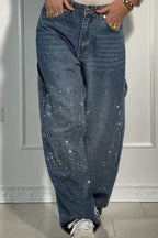 TIRZA | Glamouröse Wide-Leg Jeans mit Strassdetails