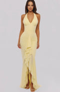 FLORA | Halter-Maxikleid mit Rüschen