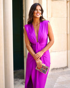 AMELIA | Raffiniertes V-Ausschnitt Maxi Kleid