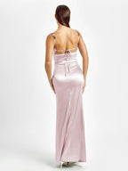 SARAH | Verziertes Satin Maxi Kleid