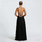 SOFIA Spitzen Maxi Kleid - Schwarz