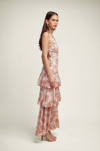 LISA | Florales Volant Maxi Kleid