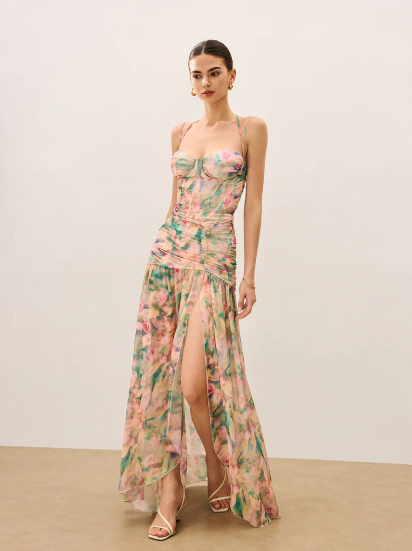 FIONA | Elegantes Corset Maxi Kleid mit Schlitz