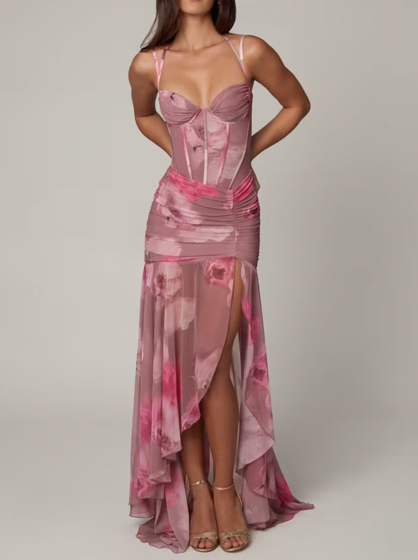 FIONA | Elegantes Corset Maxi Kleid mit Schlitz