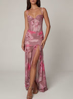 FIONA | Elegantes Corset Maxi Kleid mit Schlitz