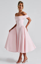 ELENA | Stilvolles Off-Shoulder Midi Kleid