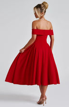 ELENA | Stilvolles Off-Shoulder Midi Kleid