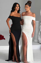KIM | Off-Shoulder Satin Maxi Kleid