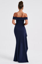 KIM | Off-Shoulder Satin Maxi Kleid