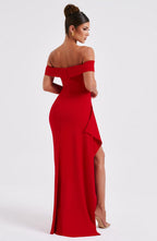 KIM | Off-Shoulder Satin Maxi Kleid