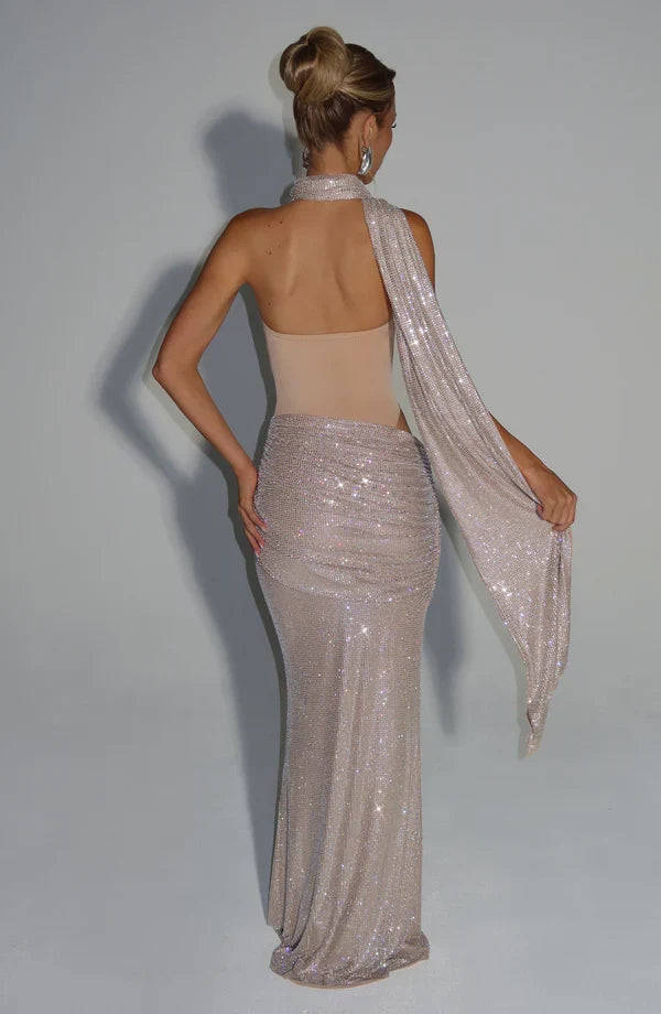 KLARA | Maxikleid mit Pailletten und Cut-Out