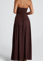 LINA | Trägerloses Maxikleid mit Hohem Schlitz