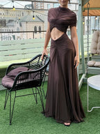 OTTILIE | Maxikleid mit Raffungen und Cut-out