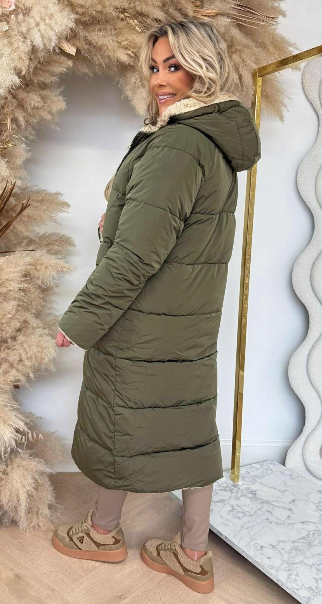 NORA | Langer Steppmantel mit Teddyfutter