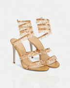 ADELIA | High-Heel-Sandalen mit Wickelriemen