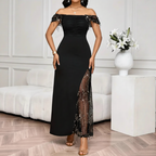 GRETA | Maxikleid mit Mesh-Einsatz