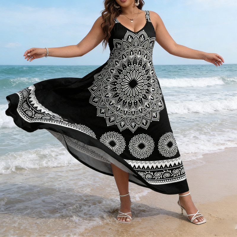 MINA | Ärmelloses Boho-Maxikleid