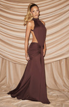 ELINA | Maxikleid mit gerafftem Halterneck