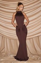 ELINA | Maxikleid mit gerafftem Halterneck