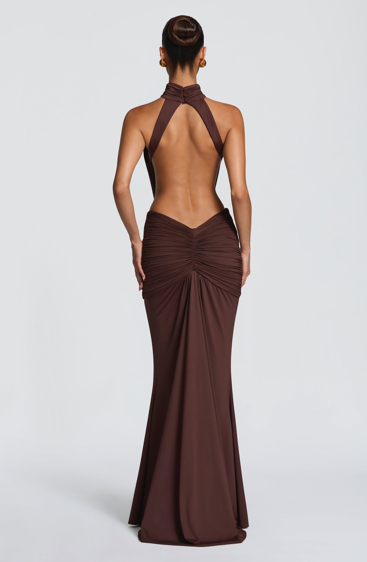 ELINA | Maxikleid mit gerafftem Halterneck