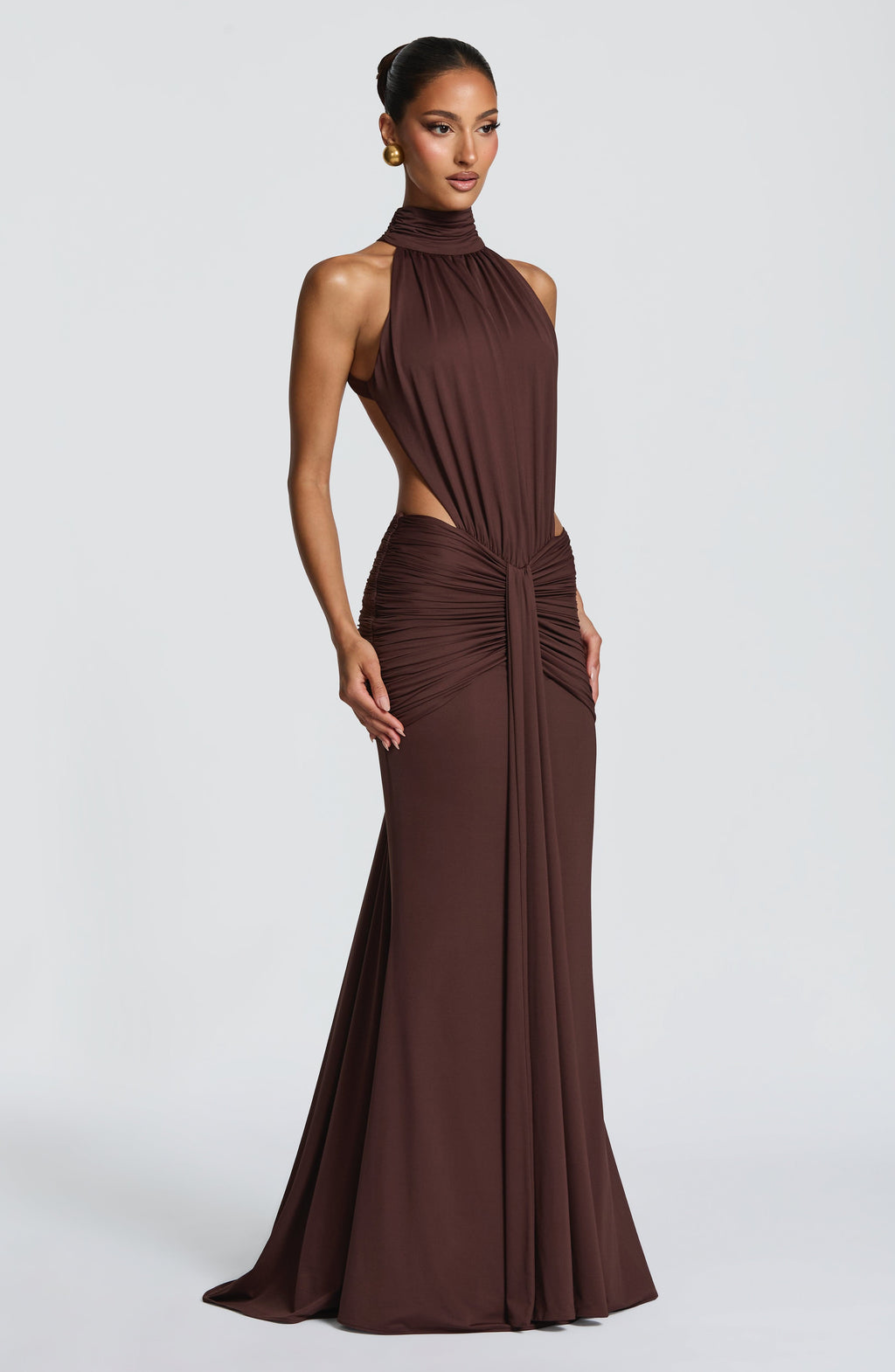 ELINA | Maxikleid mit gerafftem Halterneck