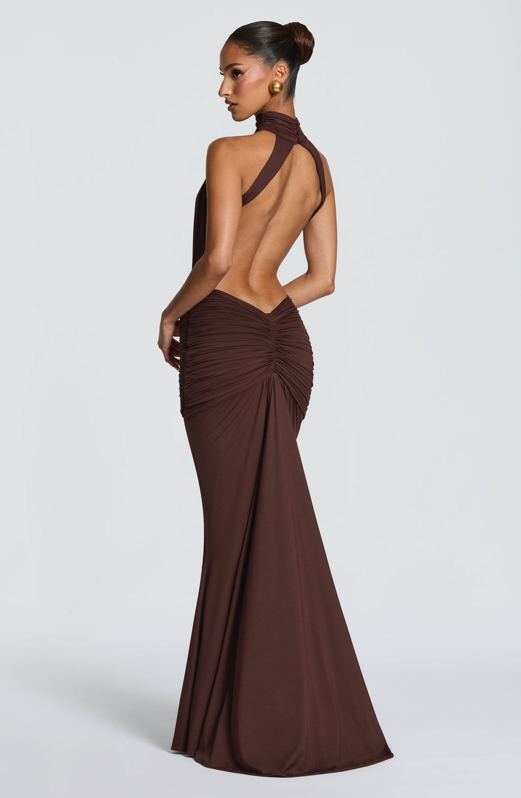 ELINA | Maxikleid mit gerafftem Halterneck