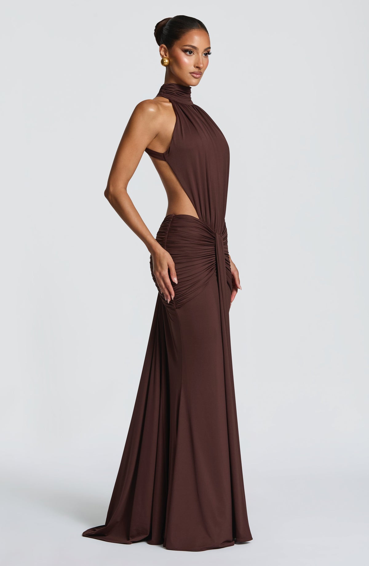 ELINA | Maxikleid mit gerafftem Halterneck