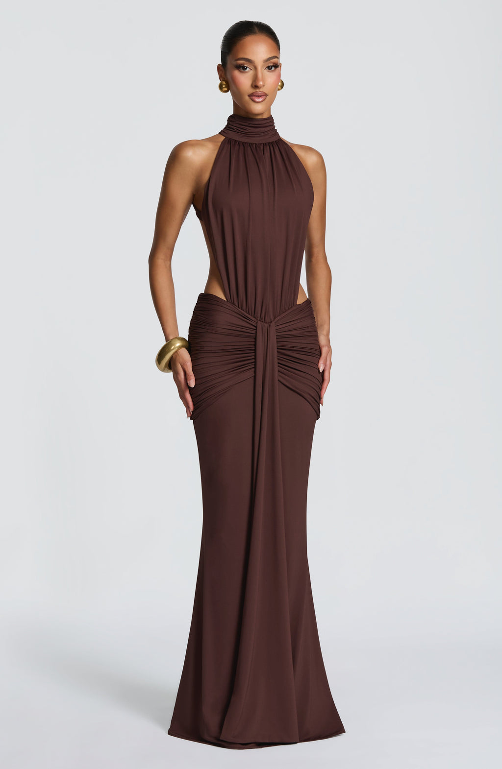 ELINA | Maxikleid mit gerafftem Halterneck