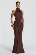 ELINA | Maxikleid mit gerafftem Halterneck