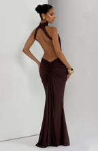 ELINA | Maxikleid mit gerafftem Halterneck
