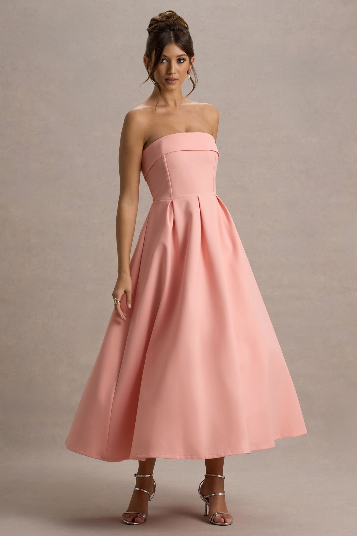 ANNE | Stilvolles Midi-Kleid mit Schulterfreiem Ausschnitt