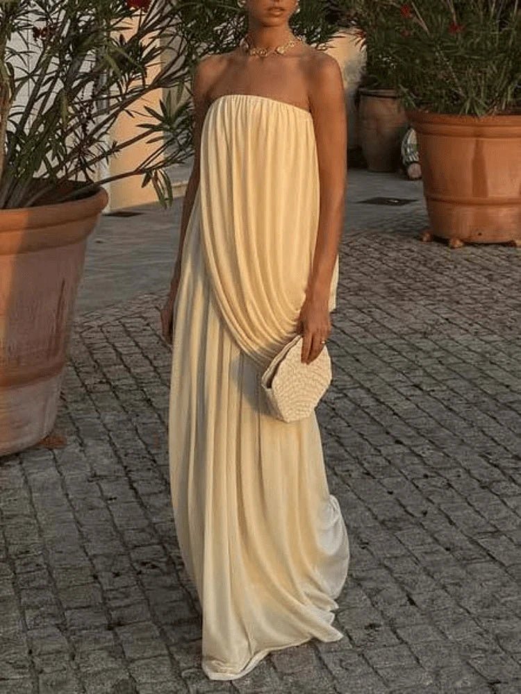 EVELINA | Drapiertes Trägerloses Maxikleid
