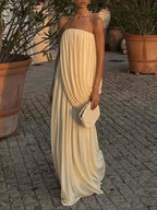 EVELINA | Drapiertes Trägerloses Maxikleid