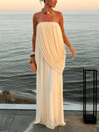 EVELINA | Drapiertes Trägerloses Maxikleid